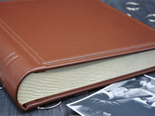 Load image into Gallery viewer, particular of a brown true leaher photo book by Giovelli Design