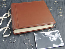 Carica l'immagine nel visualizzatore di Gallery, Brown True Leather Scrapbook for Pictures Handcrafted in Italy by Giovelli Design