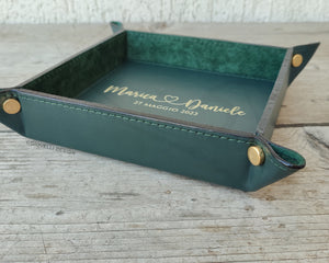 Green Leather Valet Tray by Giovelli Design