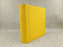 Carica l'immagine nel visualizzatore di Gallery, Spine of a Yellow Leather Bound Wedding Scrapbook By Giovelli Design