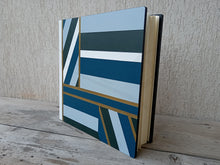 Carica l'immagine nel visualizzatore di Gallery, Light Blue White Green Blue Gold Photo Book Bound in Real Leather Inspired by the Colorful Tiles Lining the Roof of St. Stephen's Cathedral in Vienna by Giovelli Design