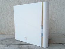 Load image into Gallery viewer, white gold back of a leather bound book by Giovelli Design
