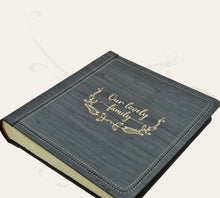 Load image into Gallery viewer, Our Lovely Family Album - Gold Foil Scrapbook Album with a Floral Wreath - Country and Rustic Photo Album