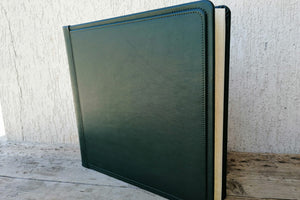 green leather bound scrapbook for photography by Giovelli Design