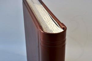 Stylish Custom Small Top Grain Leather Scrapbook Album 11,8" x 11,8" - Square Brown Wedding Photo Storage 30 x 30 cm
