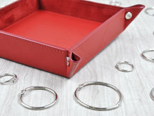 Carica l'immagine nel visualizzatore di Gallery, unique and bespoke red leather catchall tray for fiance by Giovelli Design