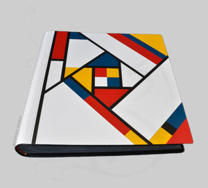 multicolored photobook in true leather inspired by Piet Mondrian