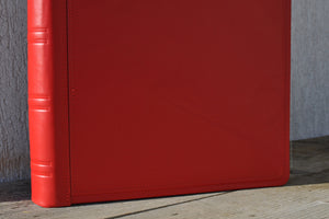 fancy red leather bound wedding album by Giovelli Design