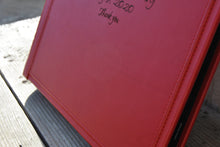 Carica l'immagine nel visualizzatore di Gallery, stylish finishes on a red genuine leather photo album by Giovelli Design