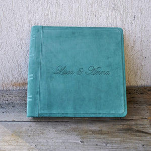 genuine suede leather wedding photograph album by Giovelli Design