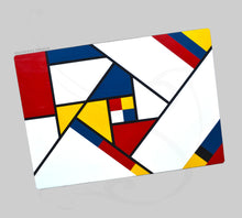 Load image into Gallery viewer, white black red blue and yellow protection for writing desk by Giovelli Design
