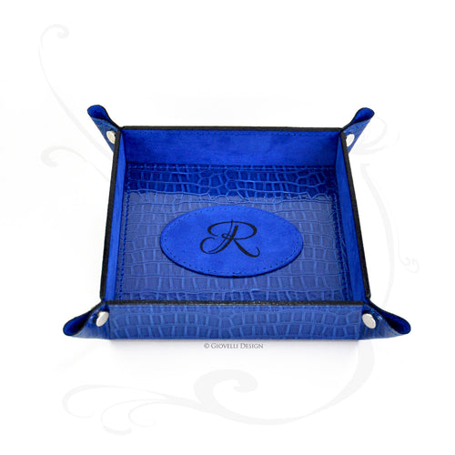 Electric Blue Valet Tray Personalized Square Catchall by Giovelli Design