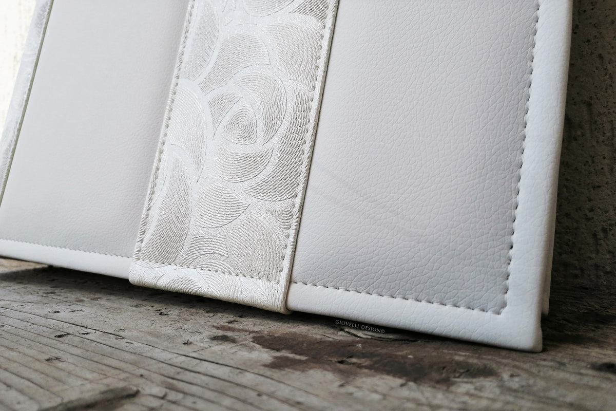 Album Fotografico Artigianale Giove Double - Similpelle Bianco/Macramè | Personalizzabile Con Incisione - Foto 13