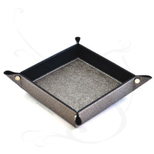 Load image into Gallery viewer, Glittered Grey Valet Tray Faux Leather Pocket Emptier by Giovelli Design
