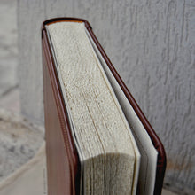 Carica l'immagine nel visualizzatore di Gallery, white pages of a medium brown leather album