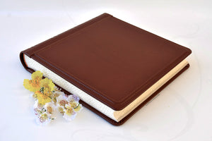 middle brown leather photo book