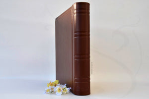 brown leather bound scrapbook for photos by giovelli design