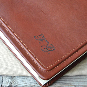 initials on a personalized wedding album by giovelli design
