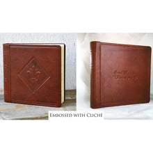 Carica l'immagine nel visualizzatore di Gallery, examples of embossed personalization on leather albums
