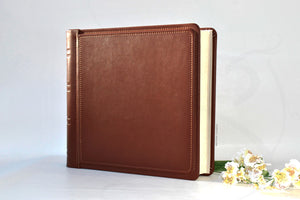 Majestic Personalized Extra Large Wedding Leather Scrapbook 14,96" x 14,96" Square Brown Photo Album 38 x 38 cm by Giovelli Design