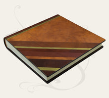 Load image into Gallery viewer, Ritzy Leather Photo Book with Diagonal Stripes - Square Brown and Gold Family Album 35x35 cm

