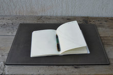 Load image into Gallery viewer, Personalized Gray Leather Desktop Blotter Charming Desk Pad for Laptop by Giovelli Design
