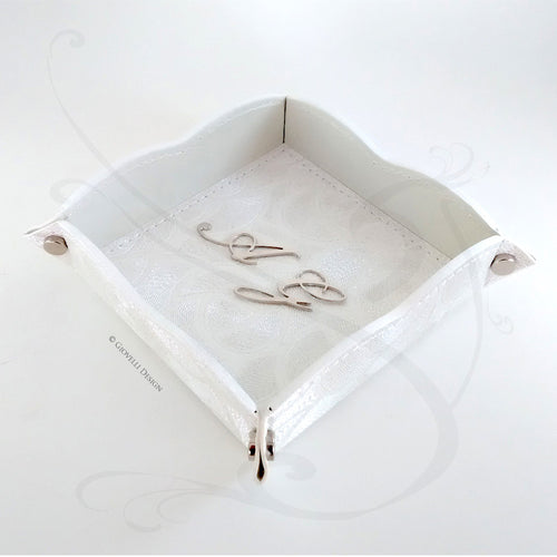 Personalized Valet Tray with Initials Glittered Catchall with a Cool Roses Pattern by Giovelli Design