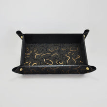 Carica l'immagine nel visualizzatore di Gallery, stylish black and gold suede leather valet tray by Giovelli Design