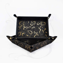 Carica l'immagine nel visualizzatore di Gallery, fancy black and gold suede leather catchall italian handmade by Giovelli Design