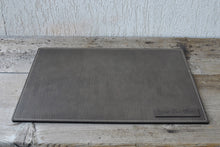 Load image into Gallery viewer, elegant grey leather desk pad for laptop or keyboard with personalization by Giovelli Design
