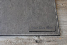 Load image into Gallery viewer, fancy gray leather desk pad handmade in italy by Giovelli Design
