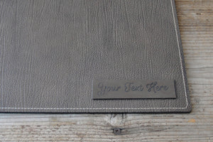 fancy gray leather desk pad handmade in italy by Giovelli Design