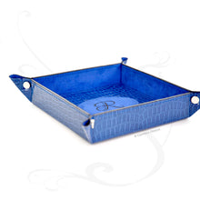 Load image into Gallery viewer, pretty storage tray with a blue croc pattern by Giovelli Design
