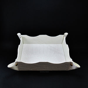 fancy curvy and large non leather catchall with a croc pattern by Giovelli Design