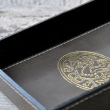 Load image into Gallery viewer, enchanting gold foil embossing and stylish finishes on a leather catchall by Giovelli Design

