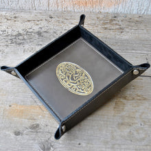 Load image into Gallery viewer, fancy gray leather entryway catchall with an enchanting gold foil embossing by Giovelli Design
