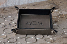 Load image into Gallery viewer, stunning grey italian handmade leather valet tray for third anniversary by Giovelli Design
