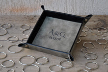 Load image into Gallery viewer, Stunning Leather Catchall with Monogram - Square Marbled Grey Valet Tray