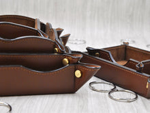 Carica l'immagine nel visualizzatore di Gallery, tuscan leather bound coin trays for home decor with business card holder by Giovelli Design