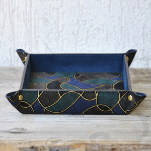 charming italian handmade suede leather catchall by Giovelli Design
