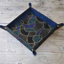 Load image into Gallery viewer, picture from above of a classy suede leather catchall tray by Giovelli Design
