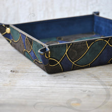 Load image into Gallery viewer, elegant gold green blue and light brown catchall tray by Giovelli Design
