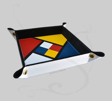 Carica l'immagine nel visualizzatore di Gallery, Vassoio Portaoggetti in Pelle Mosaico - Vuotatasche Quadrato Multicolore