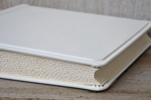 elegant white leather family album for photos by Giovelli Design