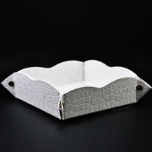 Load image into Gallery viewer, White Storage Tray with Croc Pattern Curvy Leatherette Pocket Emptier by Giovelli Design
