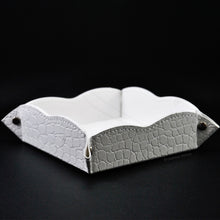Load image into Gallery viewer, White Storage Tray with Croc Pattern Curvy Leatherette Pocket Emptier by Giovelli Design