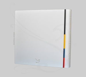 Fascinating White Red Blue Yellow and Black Keepsake Album by Giovelli Design