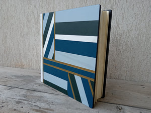 Light Blue White Green Blue Gold Photo Book Bound in Real Leather Inspired by the Colorful Tiles Lining the Roof of St. Stephen's Cathedral in Vienna by Giovelli Design