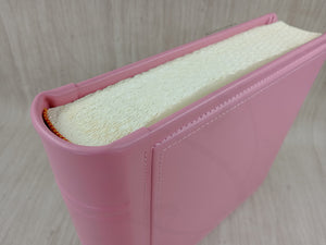 Personalized Classic Photo Album - Square Pink Leather Bound Scrapbook