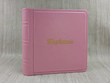 Load image into Gallery viewer, Personalized Classic Photo Album - Square Pink Leather Bound Scrapbook
